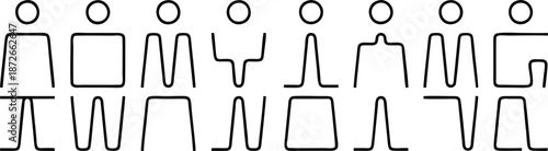 Abstract Geometric Human Figures And Gender Symbols Line Art