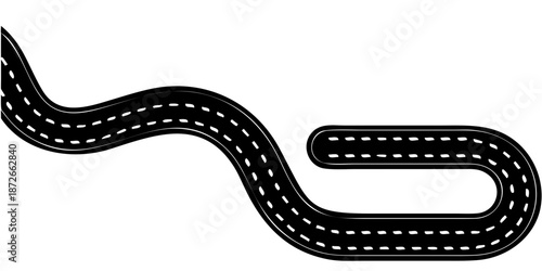 A minimalist white line drawing depicting a winding abstract shape on black