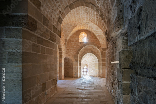 Interior chamber of the 15th century Citadel of Qaitbay along the coast of the Mediterranean Sea at Alexandria, Egypt.