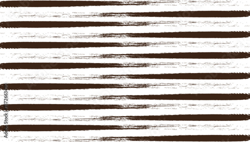 Dark brown horizontal brush strokes with textured edges on white background grunge