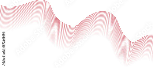 Red gradient wavy lines on white background abstract pattern wave