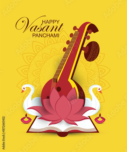 Happy Vasant Panchami poster template design