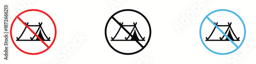 No Camping Allowed Sign icon vector. ban on pitching tents symbol. vector illustration.