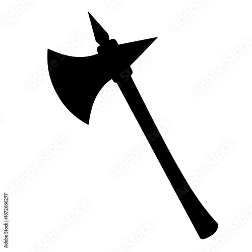 Black axe silhouette vector illustration isolated on transparent background, designed in a clean minimal style suitable for logo, icon, tattoo, and graphic design use.