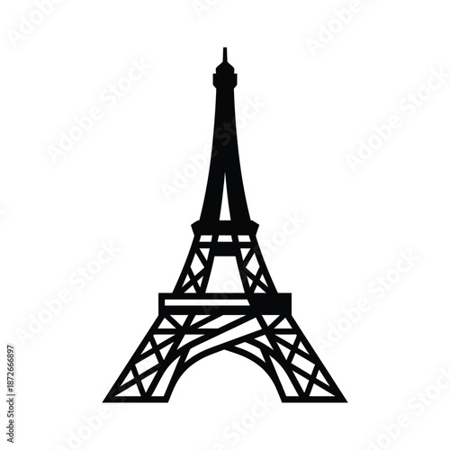 A striking black silhouette of the iconic eiffel tower a symbol of paris and france