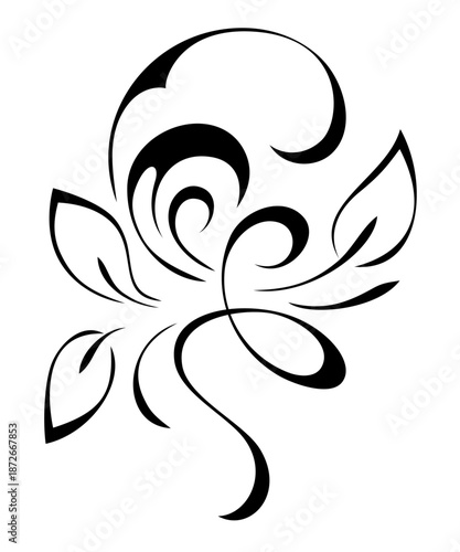 decorative element with an ornate pattern and leaves; graphic design