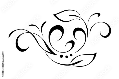 decorative element with an ornate pattern and leaves; graphic design