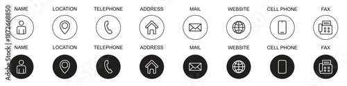 contact information icon, Business card icon set, Vector and illustration.,

