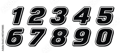 Racing Number Collection Vector, set of start racing numbers, competition digits, sports event graphic, flat design for banners and posters.