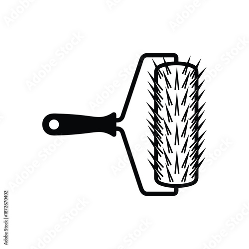 A simple black and white illustration of a hairbrush with prominent bristles displayed