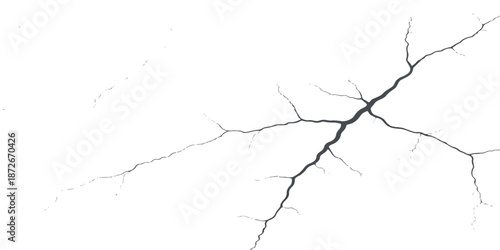 Grunge black concrete wall texture with a broken fracture pattern and a nature-inspired tree branch silhouette design