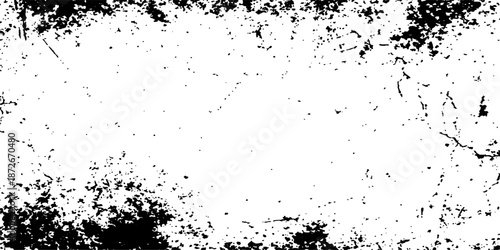 Abstract grunge ink splat design featuring a dirty black paint spray texture and liquid splatter frame on a vector art background