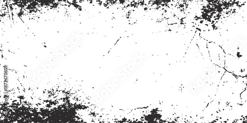 Abstract black ink splat and grunge paint splash design featuring a textured liquid spray pattern and artistic brush splatter element on a dirty vector illustration background