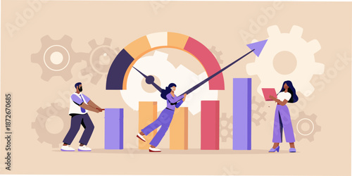 Teamwork and growth people working together to achieve business success