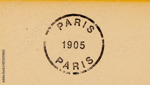 Vintage Paris 1905 Postmark on Aged Paper.