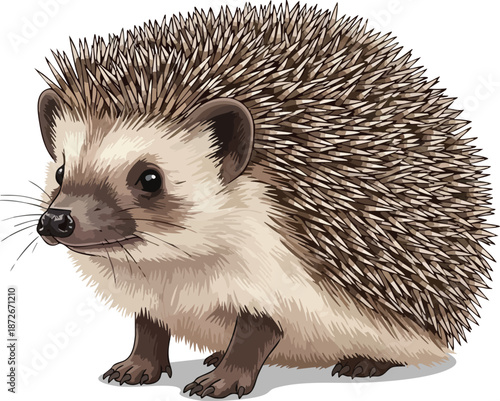Detailed Illustration of a Hedgehog with Spines