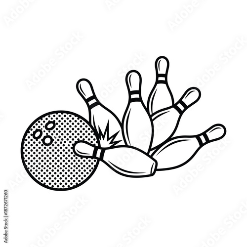 A striking scene of a bowling ball impacting pins creating a dynamic and energetic image