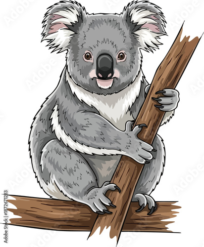 Charming Koala on Branch Illustration Australian Wildlife Icon