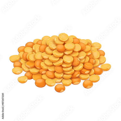 Vibrant Split Red Lentils (Masoor Dal) Pile Isolated on Black Background