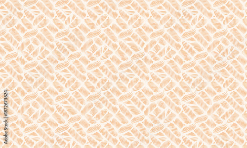 Seamless abstract geometric knot pattern, Soft peach monochrome weave background, Minimalist rope or pretzel texture design