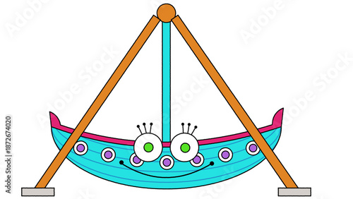 遊園地にあるにあるブランコ型のアトラクションのイラスト