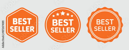 Yellow Best Seller Stickers Vector, classic bestseller badges and labels, online shop and product promotion design, e-commerce marketing campaign illustration.