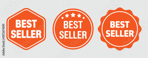 Yellow Best Seller Stickers Vector, classic bestseller badges and labels, online shop and product promotion design, e-commerce marketing campaign illustration.