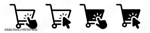 Shopping cart with cursor click online shopping e-commerce