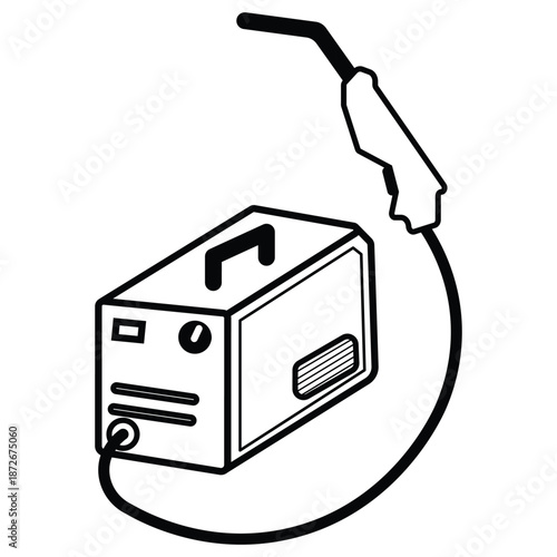 Engine driven welder vector icon. Tool, equipment or machine for generated electricity power for welding process in metalworking or construction work