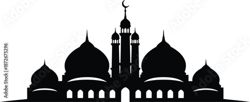 Minimalist mosque silhouette islamic architecture Vector