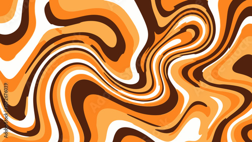 Vibrant orange and brown abstract wavy pattern design.