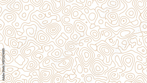 Abstract beige topographic pattern with swirling lines and shapes.