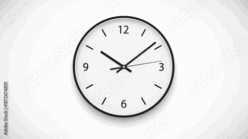 Clock Displaying Hour Hand at Three, Modern Office Environment, Graphic Design Perspective