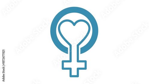 Female symbol with heart icon vector graphic illustration on white background with gender equality and women s health and feminine icon and love symbol