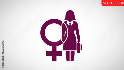 Female businesswoman silhouette with female symbol icon vector illustration with feminism and empowerment and professional and gender equality