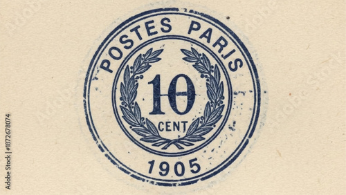 Vintage French Postage Stamp Postes Paris 10 Centimes 1905.