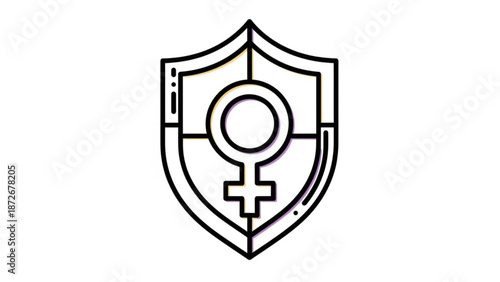 Female gender symbol shield logo vector graphic illustration with feminism and empowerment and equality and feminist and women s rights and social justice