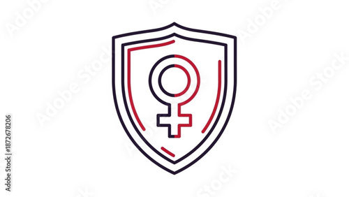 Female gender symbol shield logo for protection and empowerment with female empowerment and gender equality and feminist symbol and feminine power
