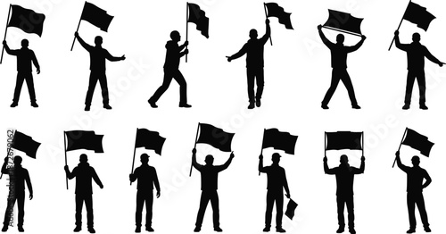 Collection of silhouettes showing workers performing farming and gardening tasks with tools isolated on white background for agriculture and design use