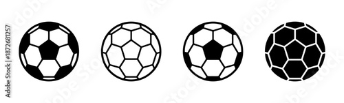 Soccer balls set black and white footballs sports equipment