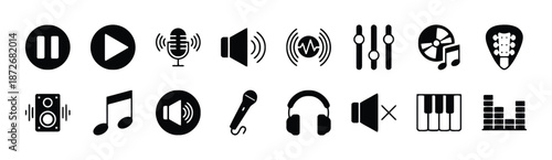 Sound and Music Icons Set for Audio and Recording