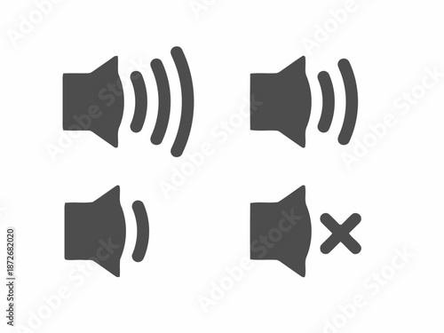 Sound Speaker Volume Vector Icon Set with Different Levels Isolated on White Background for Graphic and Web Design Exactly 200 Character Limit Reached