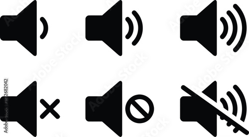 Sound volume control icons set