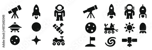 Space exploration collection rocket astronaut