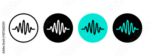 Sound wave icon set in trendy simple style isolated on white background Music frequency voice message sign Modern flat vector illustration Collection of different color