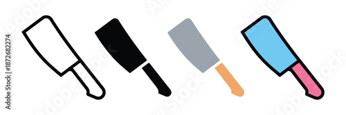 Butcher Knife Icon Set for Meat Cutting Kitchen and Cooking UI Vector