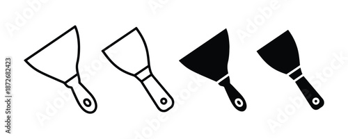 Paint Scraper Putty Knife Icon Set for Repair Painting and Construction UI Vector