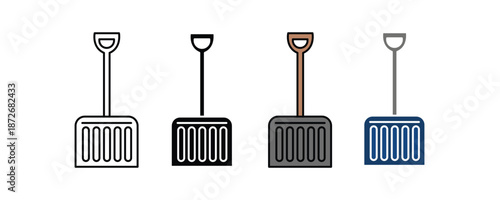 Snow Shovel Icon Set for Winter Cleaning and Outdoor Tool UI Vector