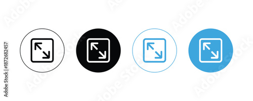 Fullscreen Expand Icon Set for Screen View and Display Control UI Vector