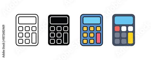 Calculator Icon Set for Math Finance and Accounting UI Vector